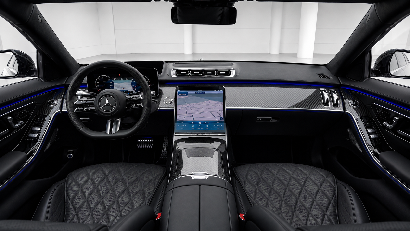 Mercedes-Benz S-Class cockpit with AMG steering wheel